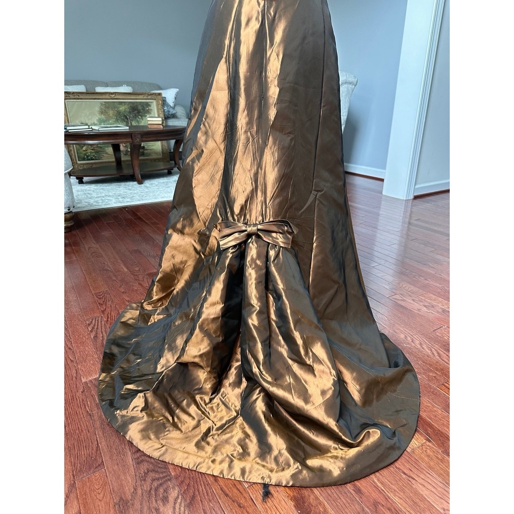 USA Vintage 2000s Strapless Lazaro Ethereal Mermaid Fantasy Crushed Brown Gown - Picture 9 of 11